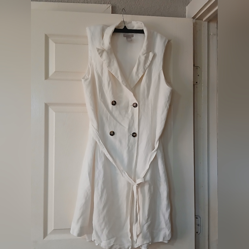 H&M Cream Double-Breasted Mini Dress